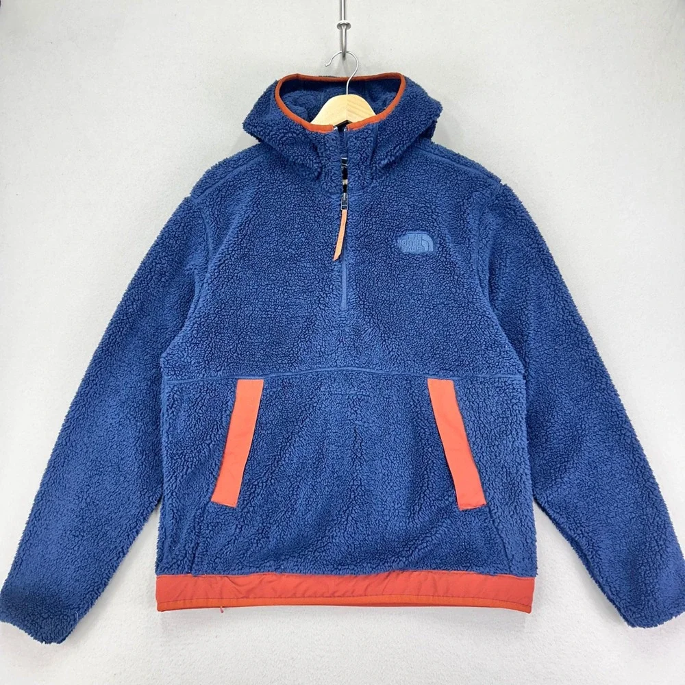 The North Face Campshire Sherpa Fleece Hoodie Mens Small Blue Anorak‎ Jacket